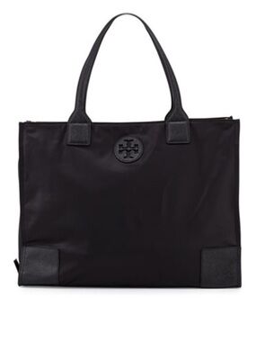 LIKE NEW CONDITION AUTHENTIC Tory Burch Ella Black Nylon Tote Bag
